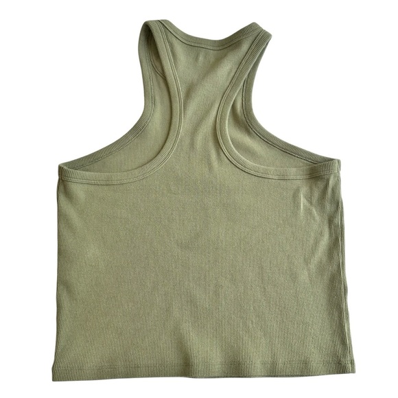Abercrombie & Fitch Essential High Neck Rib Tank Soft A&F Racerback Large Green - Picture 2 of 7